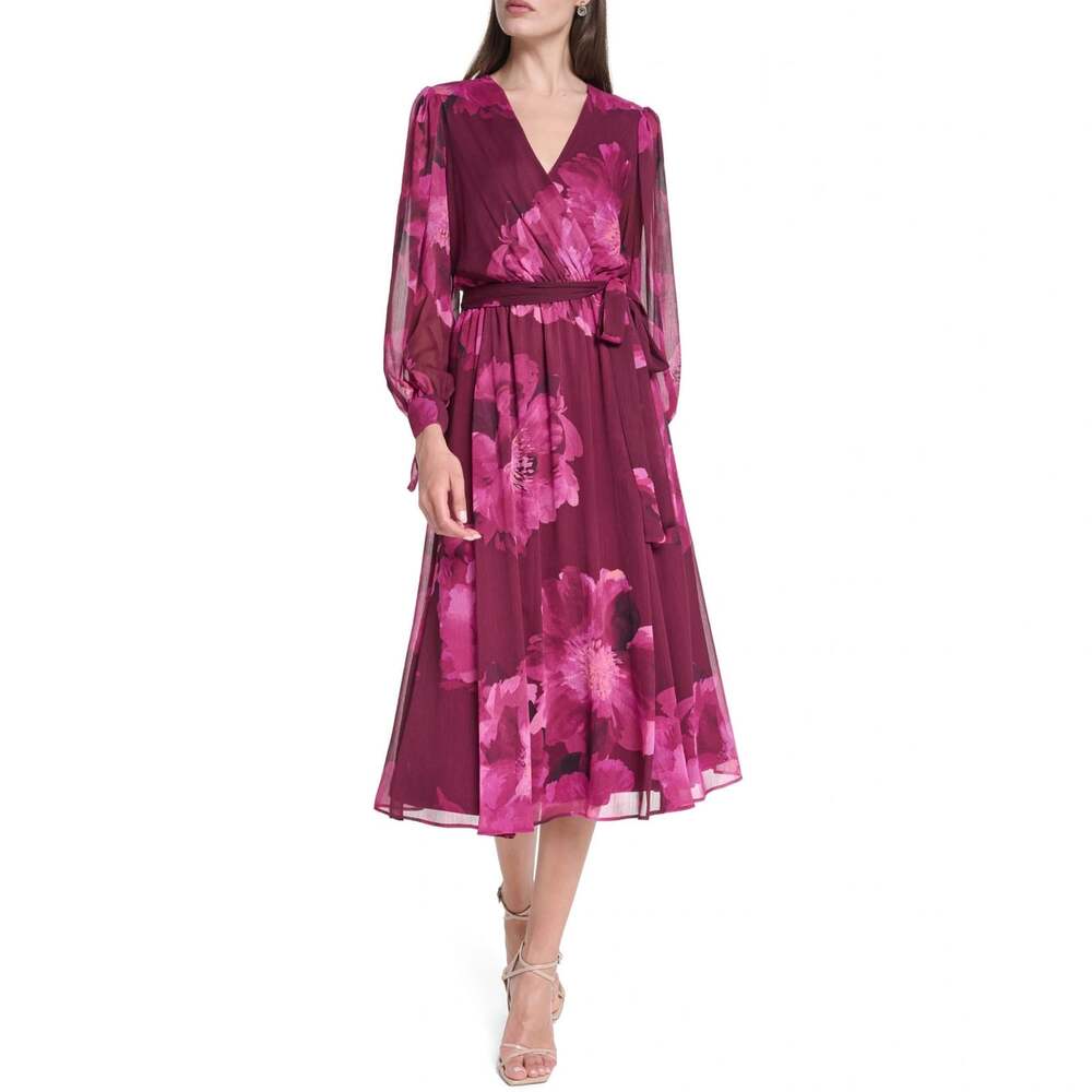 NEW Calvin Klein Women's 14 Tie-Sleeve Midi Dress • Reg Price $149